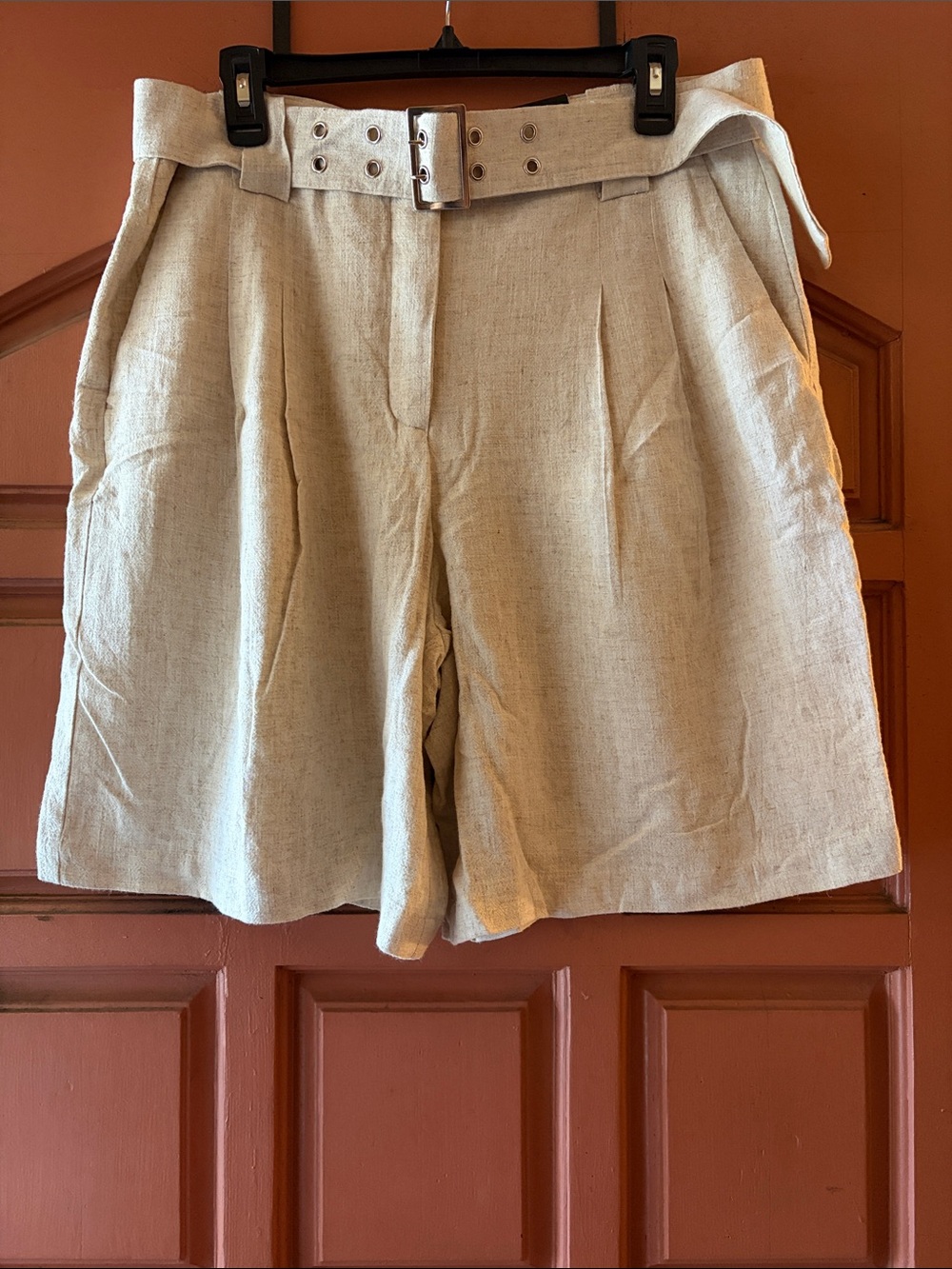 Simply Vera Vera Wang Sand-Tone Linen Blend Belted Bermuda Shorts